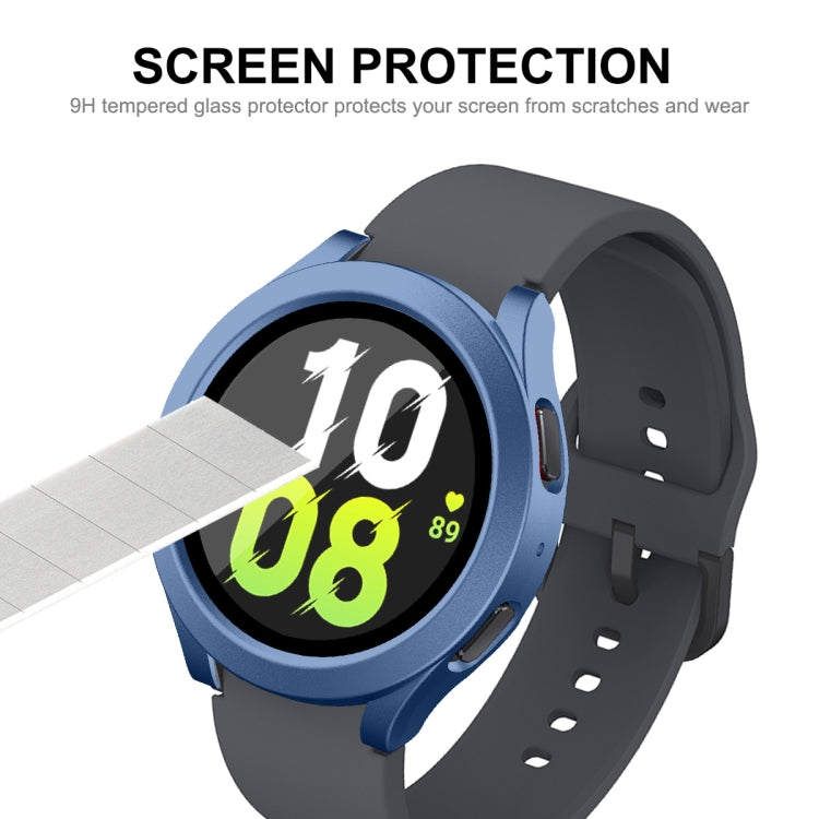 For Samsung Galaxy Watch4/5 44mm ENKAY Hat-Prince Water-resistant Full Coverage PC Frame + 9H Tempered Glass Case(Dark Blue) - Watch Cases by ENKAY