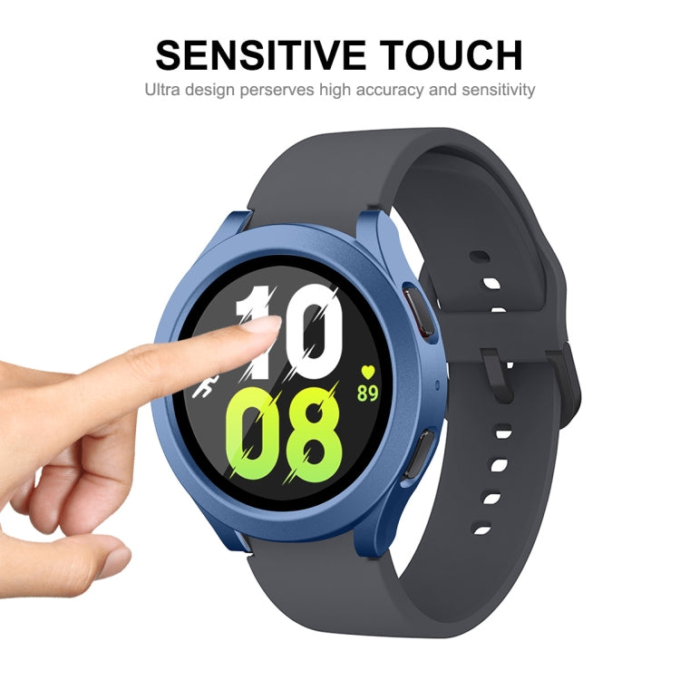 For Samsung Galaxy Watch4/5 44mm ENKAY Hat-Prince Water-resistant Full Coverage PC Frame + 9H Tempered Glass Case(Grey Blue)
