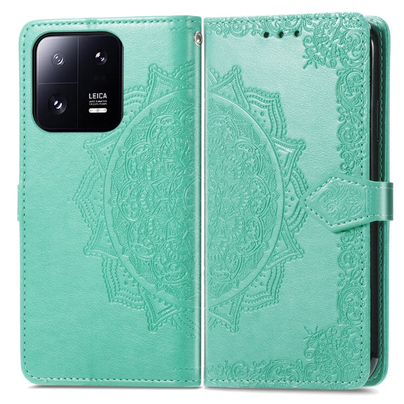 For Xiaomi 13 Mandala Flower Embossed Leather Phone Case(Green)