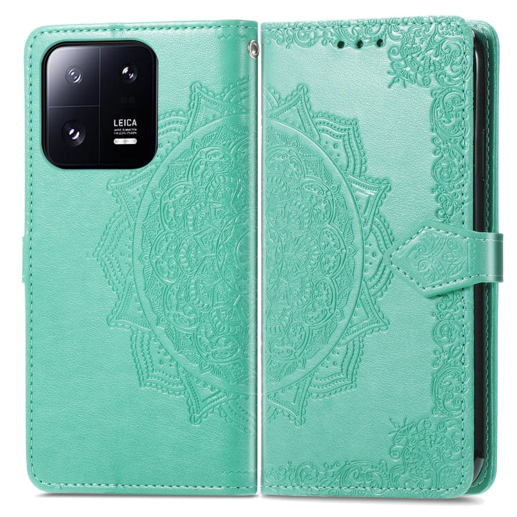 For Xiaomi 13 Mandala Flower Embossed Leather Phone Case(Green)