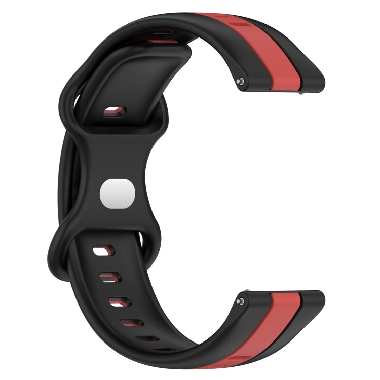 Compatible with Garmin Compatible witherunner 158 20mm Butterfly Buckle Two-Color Silicone Watch Band(Black+Red)