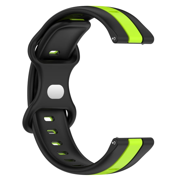 Compatible with Garmin Compatible witherunner 158 20mm Butterfly Buckle Two-Color Silicone Watch Band(Black+Green)