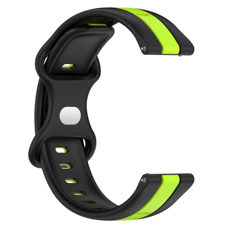 Compatible with Garmin Compatible witherunner 158 20mm Butterfly Buckle Two-Color Silicone Watch Band(Black+Green)
