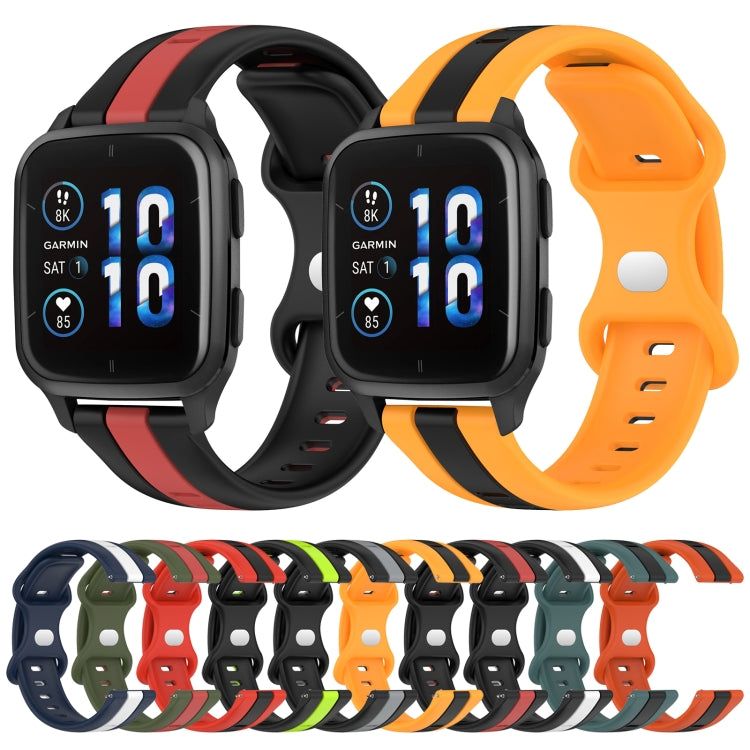 Compatible with Garmin Compatible witherunner Sq2 20mm Butterfly Buckle Two-Color Silicone Watch Band(Black+Grey)
