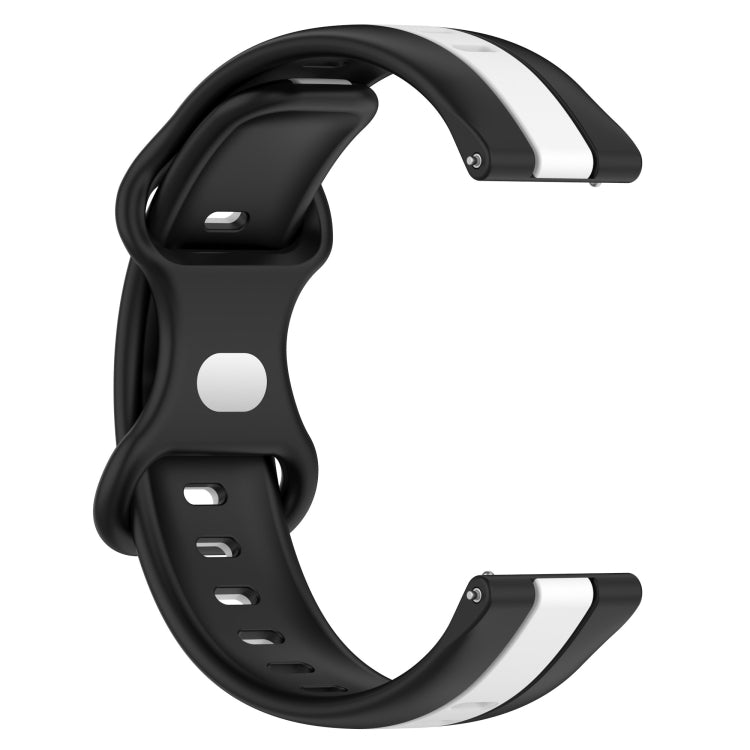 For Amazfit GTS 2E 20mm Butterfly Buckle Two-Color Silicone Watch Band(Black+White)