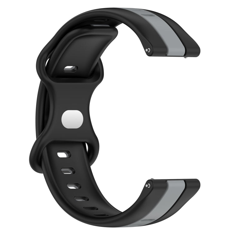 For Amazfit 3 22mm Butterfly Buckle Two-Color Silicone Watch Band(Black+Grey)