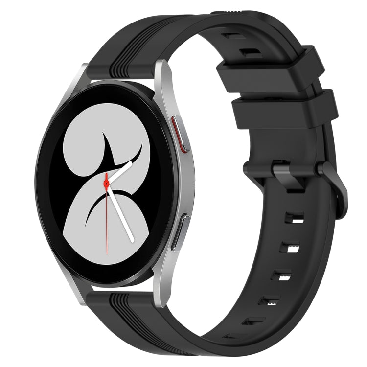 For Samsung Galaxy Watch4 40mm 20mm Concave Striped Slicone Watch Band(Black)