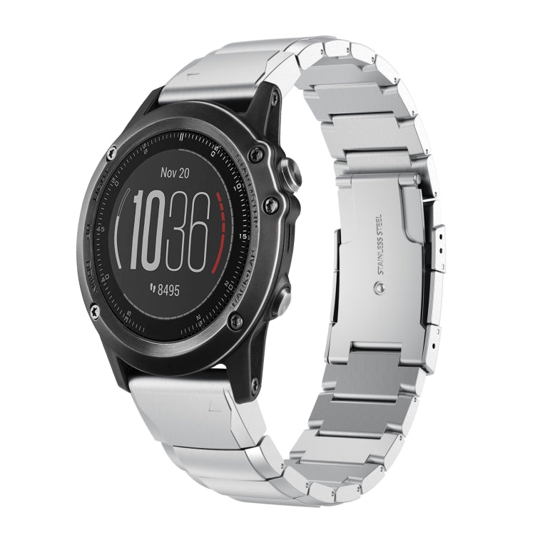 Compatible with Garmin Fenix 3 HR 26mm Tortoise Shell Stainless Steel Watch Band(Sliver)