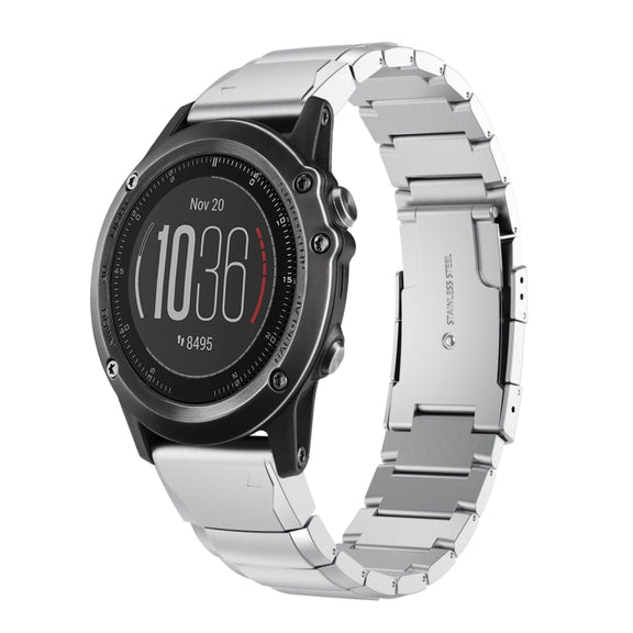 Compatible with Garmin Fenix 3 HR 26mm Tortoise Shell Stainless Steel Watch Band(Sliver)
