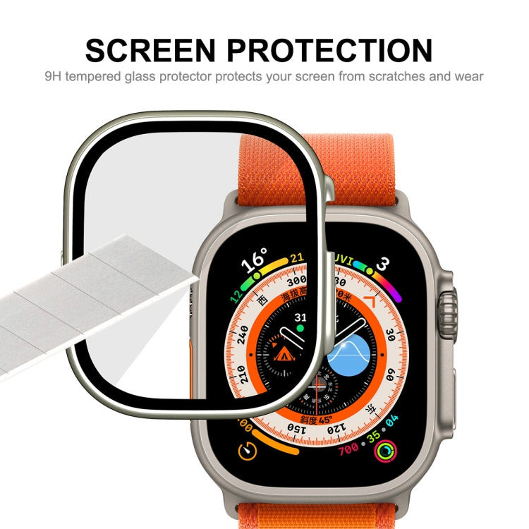 For Apple Watch Ultra / Ultra 2 49mm ENKAY Hat-Prince Water-resistant Full Coverage PC Frame + 9H Tempered Glass Case(White)