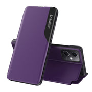 For Xiaomi Poco X5 Side Display Adsorption Leather Phone Case(Purple)