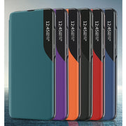 For Xiaomi Poco X5 Side Display Adsorption Leather Phone Case(Purple)