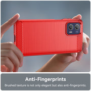 For Motorola Moto G73 Brushed Texture Carbon Fiber TPU Phone Case(Red)