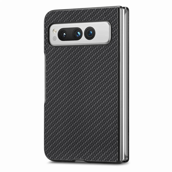 For Google Pixel Fold Carbon Fiber Texture Leather Back Cover Phone Case(Black)