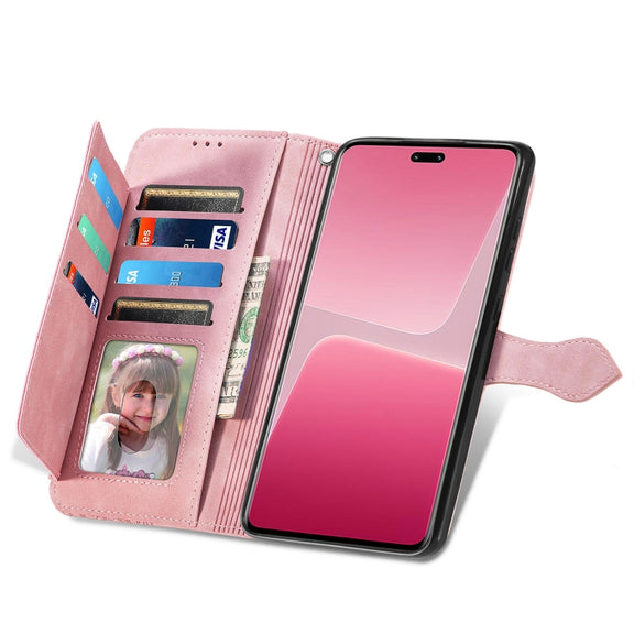 For Xiaomi 13 Lite Embossed Flower Zipper Leather Phone Case(Pink)
