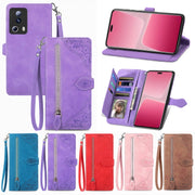 For Xiaomi 13 Lite Embossed Flower Zipper Leather Phone Case(Pink)
