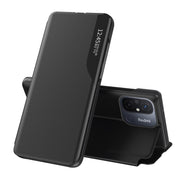 For Xiaomi Redmi 12C Side Display Adsorption Leather Phone Case(Black)