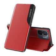 For Xiaomi Redmi 12C Side Display Adsorption Leather Phone Case(Red)