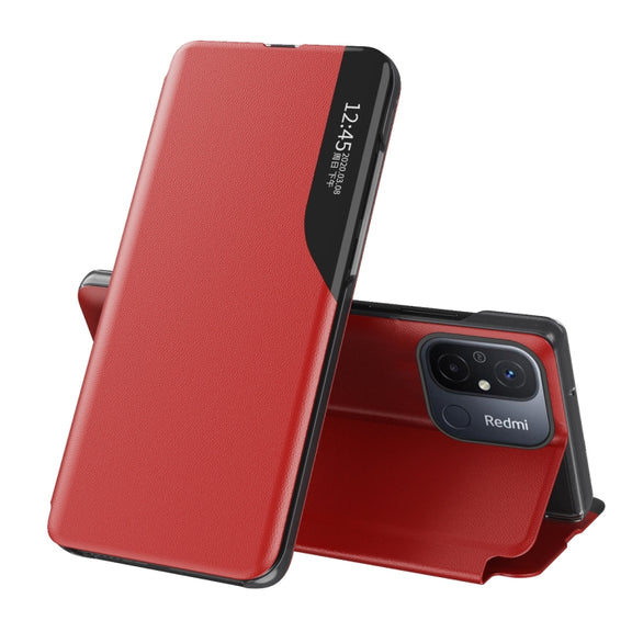 For Xiaomi Redmi 12C Side Display Adsorption Leather Phone Case(Red)