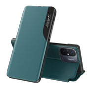 For Xiaomi Redmi 12C Side Display Adsorption Leather Phone Case(Green)