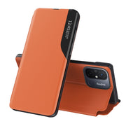 For Xiaomi Redmi 12C Side Display Adsorption Leather Phone Case(Orange)