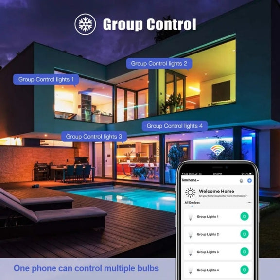 DP01 4pcs TUYA WiFi Smart Light Bulb 15W E26 E27 RGB + White + Warm White LED Bulb