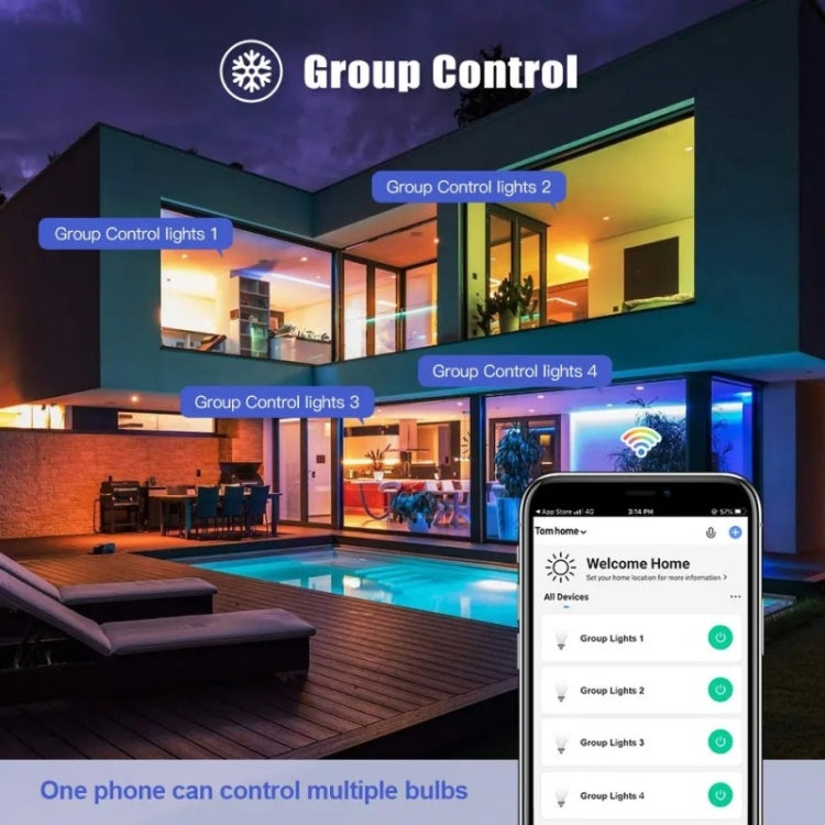 DP01 4pcs TUYA WiFi Smart Light Bulb 15W E26 E27 RGB + White + Warm White LED Bulb