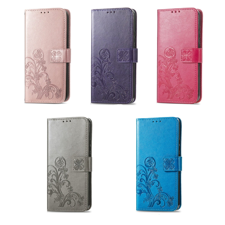 For Xiaomi Poco X5 Four-leaf Clasp Embossed Leather Phone Case(Gray)