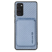 For Samsung Galaxy S21 FE 5G Carbon Fiber Leather Card Magsafe Magnetic Phone Case(Blue)