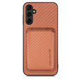 For Samsung Galaxy A14 5G Carbon Fiber Leather Card Magsafe Magnetic Phone Case(Brown) - Galaxy Phone Cases by PMC TechLife | Online Shopping South Africa | PMC TechLife