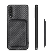 For Samsung Galaxy A50 Carbon Fiber Leather Card Magsafe Magnetic Phone Case(Black)