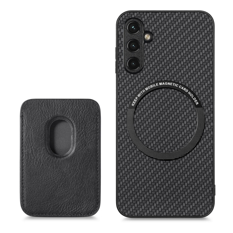 For Samsung Galaxy A54 5G Carbon Fiber Leather Card Magsafe Magnetic Phone Case(Black)