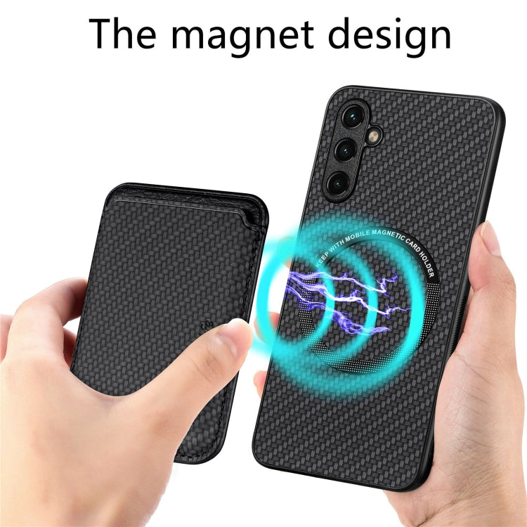For Samsung Galaxy A54 5G Carbon Fiber Leather Card Magsafe Magnetic Phone Case(Black)