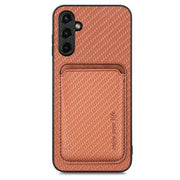 For Samsung Galaxy A54 5G Carbon Fiber Leather Card Magsafe Magnetic Phone Case(Brown)