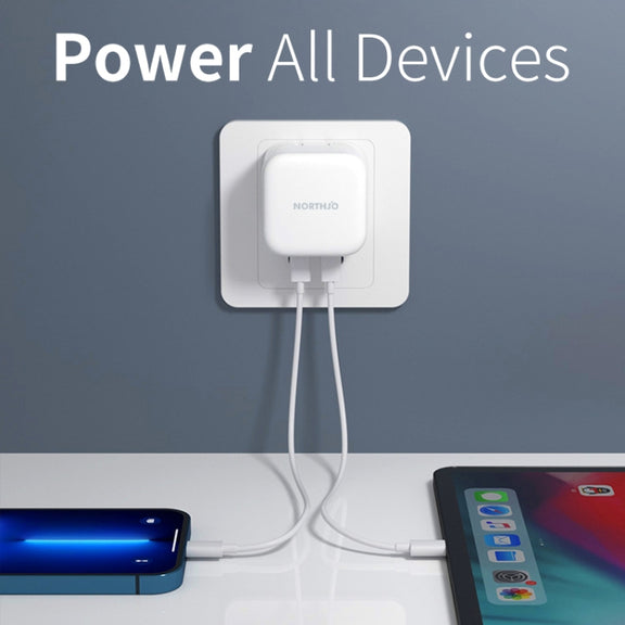NORTHJO NOGAN3502 GaN PD PPS 35W Dual USB-C / Type-CWall Fast Charger, Plug Type:EU Plug(White)