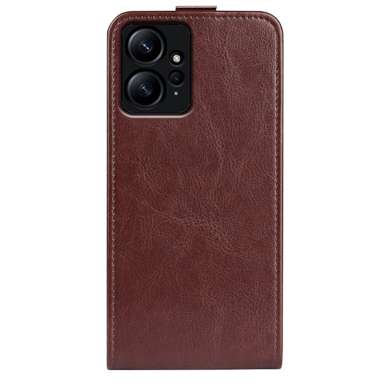 For Xiaomi Redmi Note 12 4G Global R64 Texture Vertical Flip Leather Phone Case(Brown)