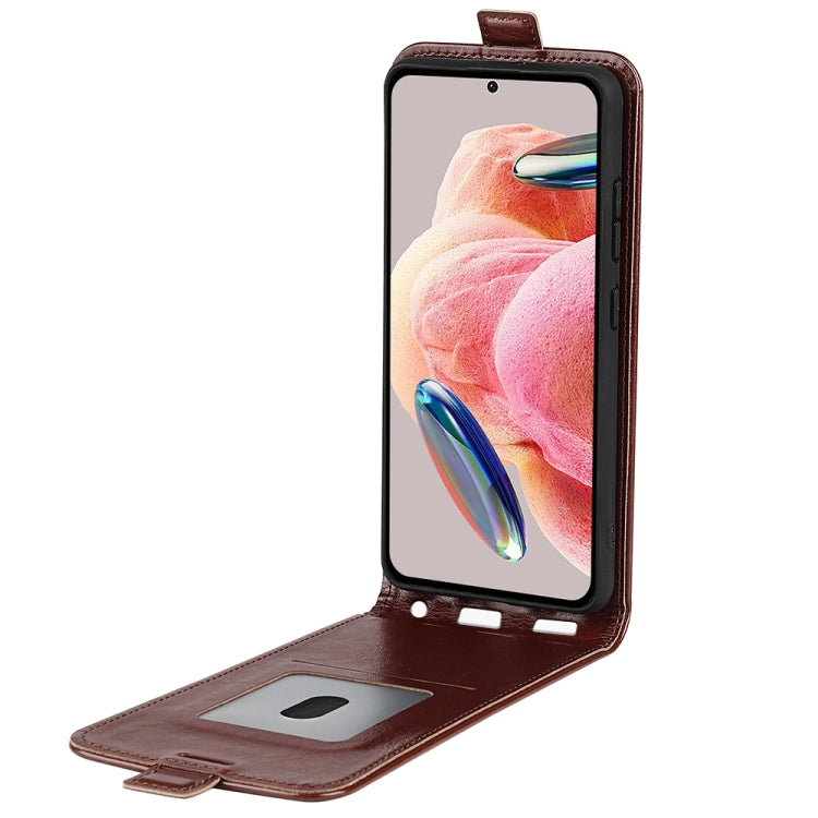 For Xiaomi Redmi Note 12 4G Global R64 Texture Vertical Flip Leather Phone Case(Brown)