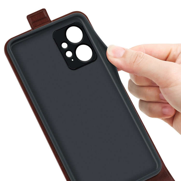 For Xiaomi Redmi Note 12 4G Global R64 Texture Vertical Flip Leather Phone Case(Brown)