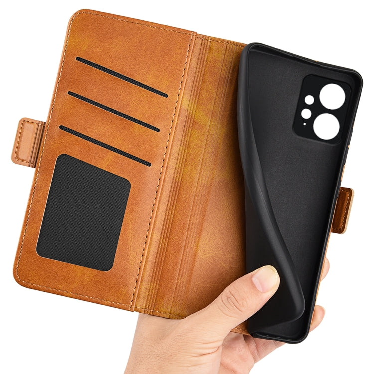 For Xiaomi Redmi Note 12 4G Global Dual-side Magnetic Buckle Horizontal Flip Leather Phone Case(Yellow)