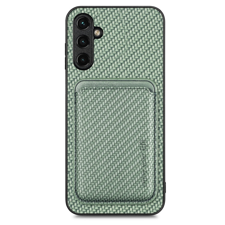 For Samsung Galaxy A34 5G Carbon Fiber Leather Card Magsafe Magnetic Phone Case(Green)