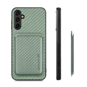 For Samsung Galaxy A34 5G Carbon Fiber Leather Card Magsafe Magnetic Phone Case(Green)