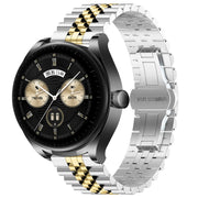 For Huawei Watch Buds Five Bull Half Round Stainless Steel Watch Band + Strap Removal Tool(Silver+Gold)