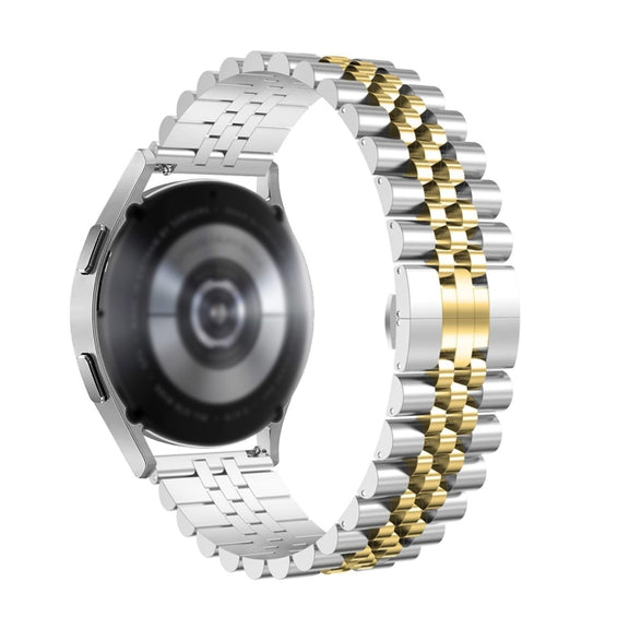 For Huawei Watch Buds Five Bull Half Round Stainless Steel Watch Band + Strap Removal Tool(Silver+Gold)