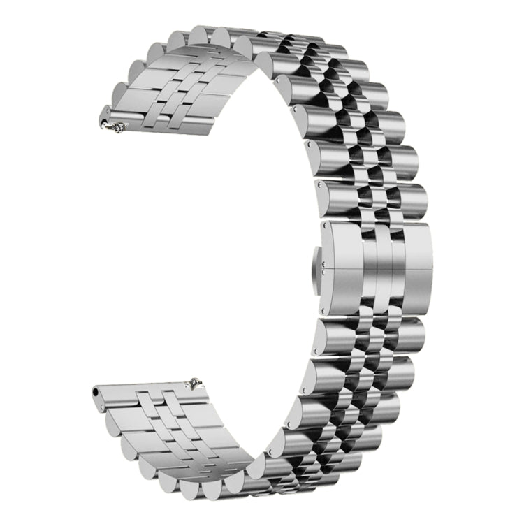 For Huawei Watch GT Runner Five Bull Half Round Stainless Steel Watch Band + Strap Removal Tool(Silver)