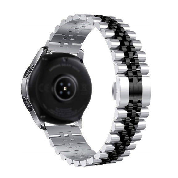 For Huawei Watch 3 / 3 Pro Five Bull Half Round Stainless Steel Watch Band + Strap Removal Tool(Silver+Black)