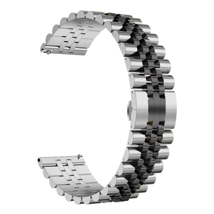 For Huawei Watch 3 / 3 Pro Five Bull Half Round Stainless Steel Watch Band + Strap Removal Tool(Silver+Black)
