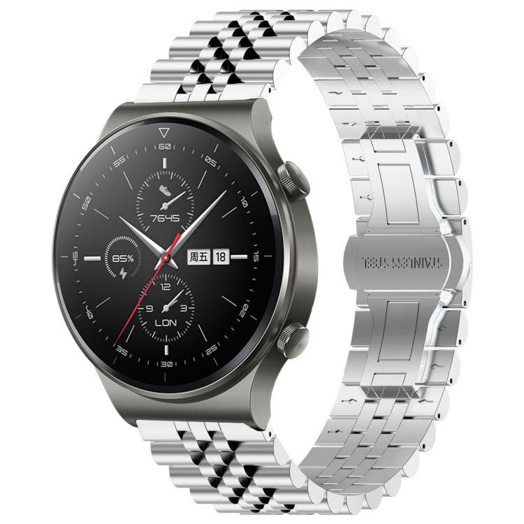 For Huawei Watch GT2 Pro / GT 2e Five Bull Half Round Stainless Steel Watch Band + Strap Removal Tool(Silver)