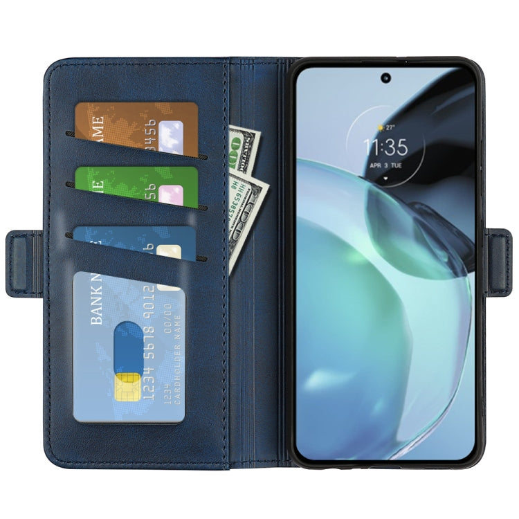 For Google Pixel 7a Dual-side Magnetic Buckle Leather Phone Case(Dark Blue)
