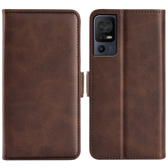 For TCL 40 SE Dual-side Magnetic Buckle Leather Phone Case(Brown)