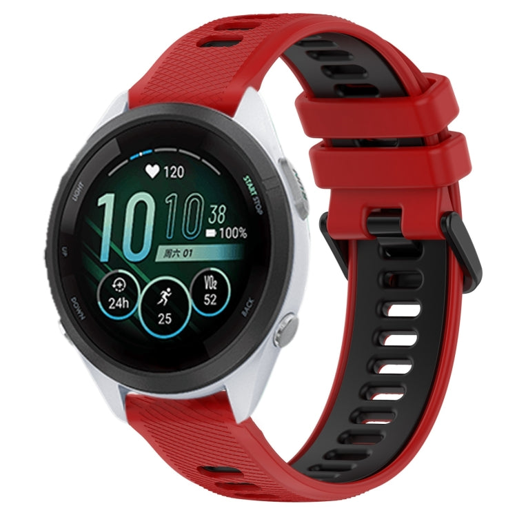 For Garmin Forerunner 265S 18mm Sports Two-Color Silicone Watch Band(Red+Black)